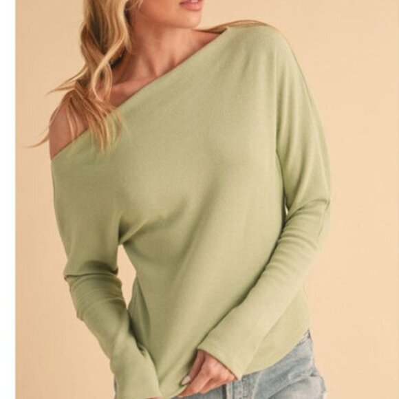 Aemi + Co One Shoulder Long Sleeve Knit Top Size Small - Picture 1 of 2